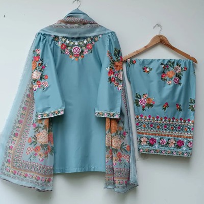 Soft Cotton Multicolor Embroidery Dress Set Code : 10562
