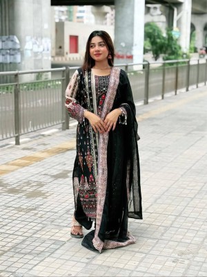 Georgette Digital Print & Mirror Work Dress Set Code : 10561