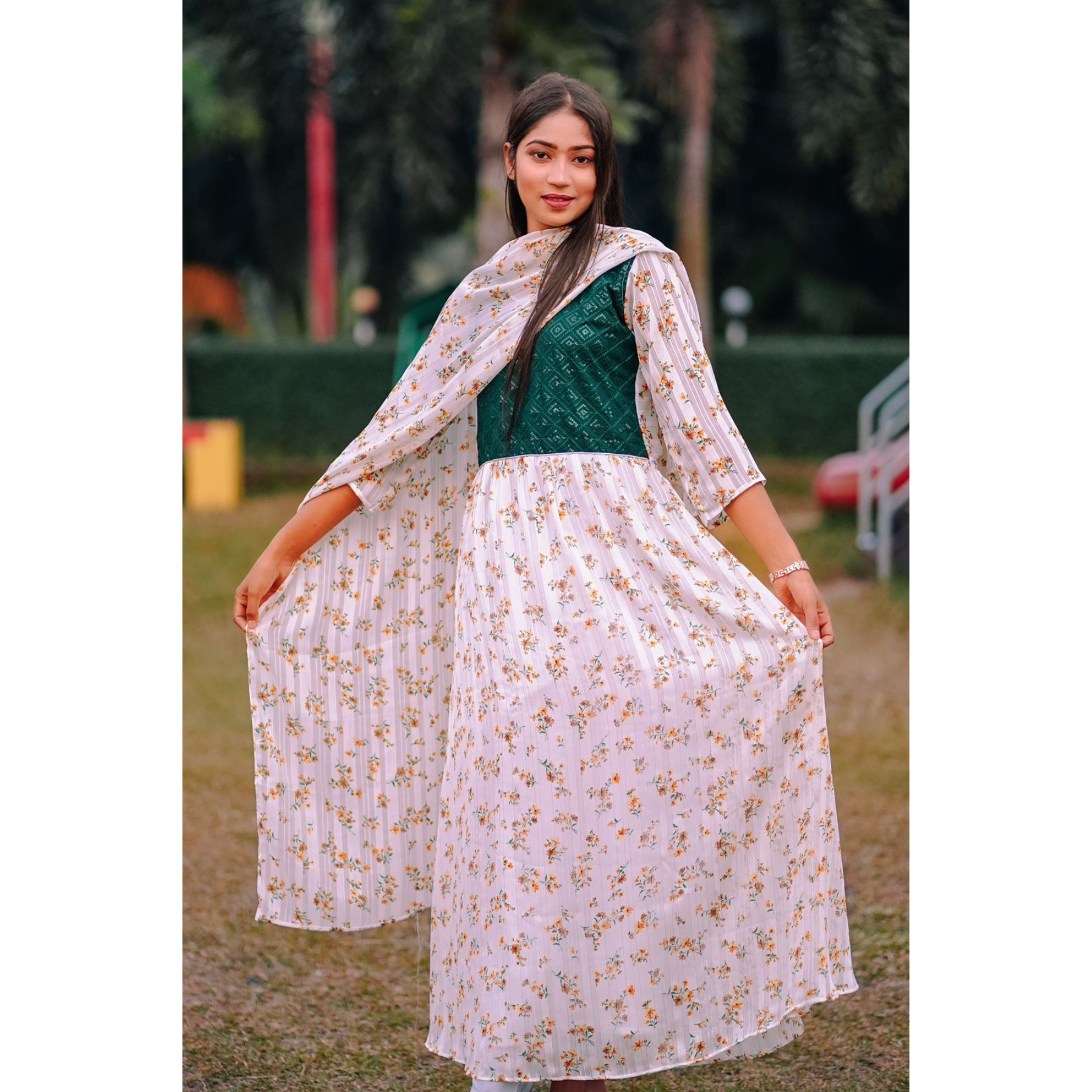 China Georgette Gown Three Piece Code : 10393