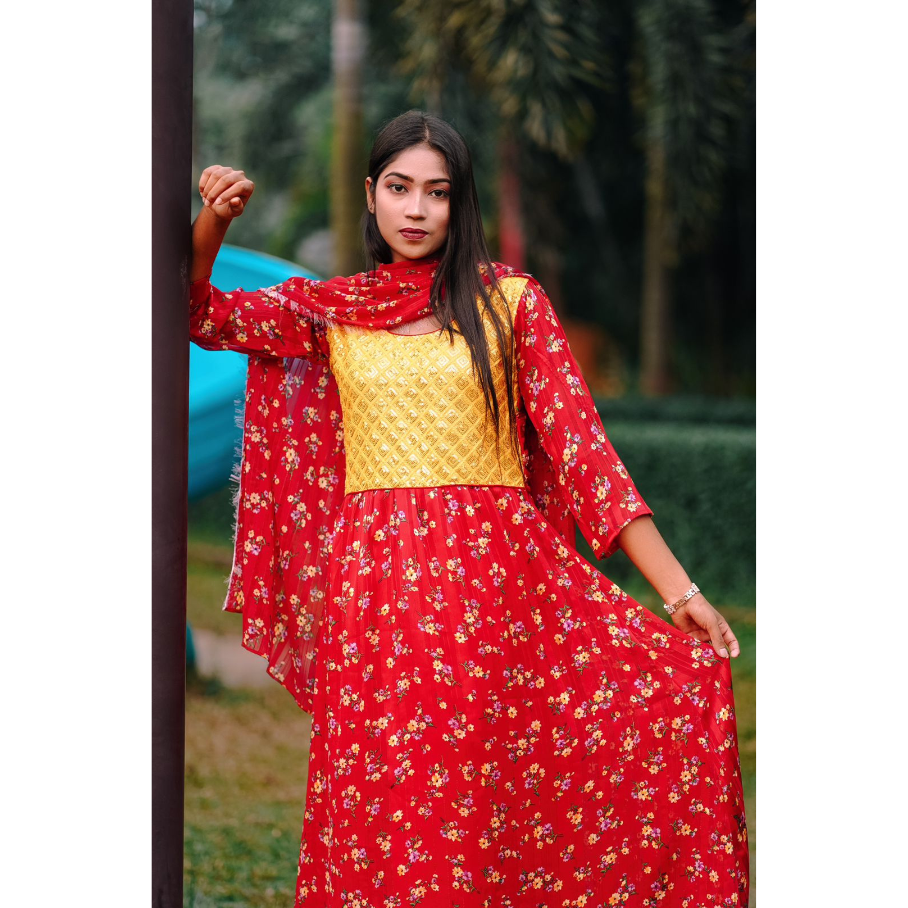 China Georgette Gown Three Piece
