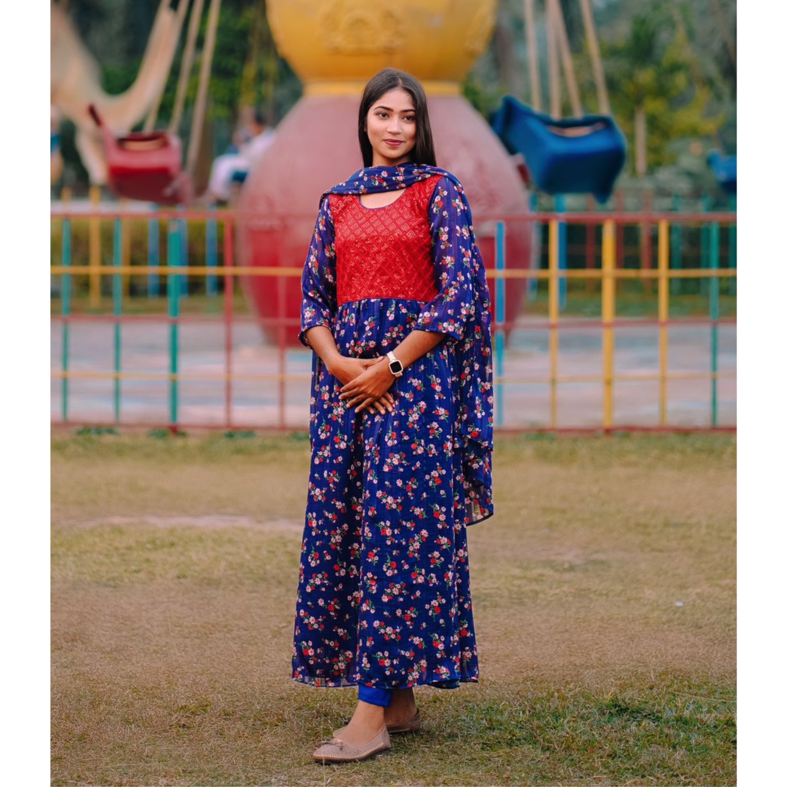 China Georgette Gown Three Piece